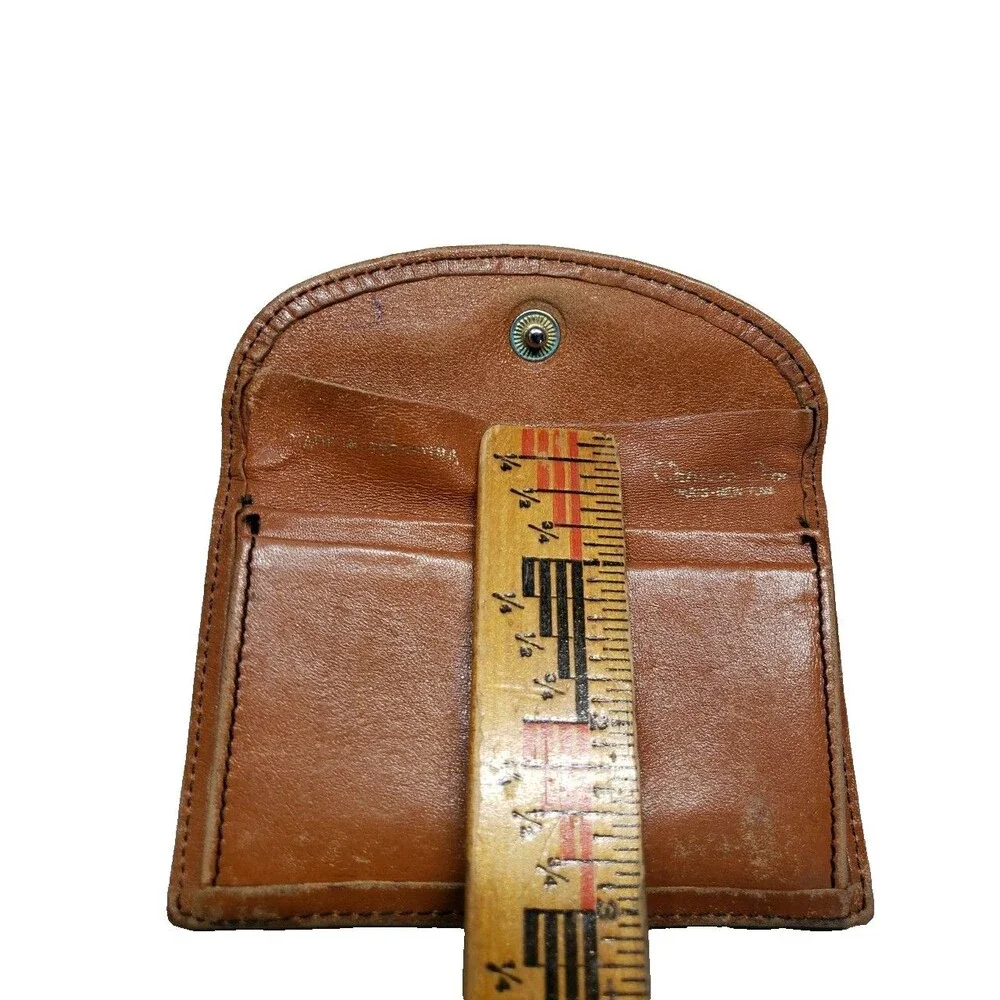 Vintage Christian Dior Brown Leather Card Case Wallet Envelope Oval Logo Graphic